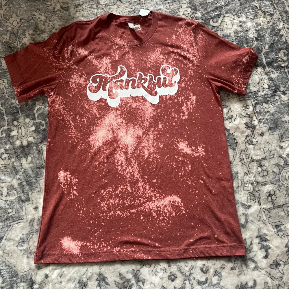 Bella Canvas Orange Graphic Acid Wash Thankful Tee